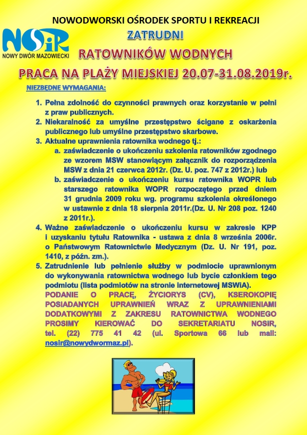 Zatrudnimy Ratowników Wodnych