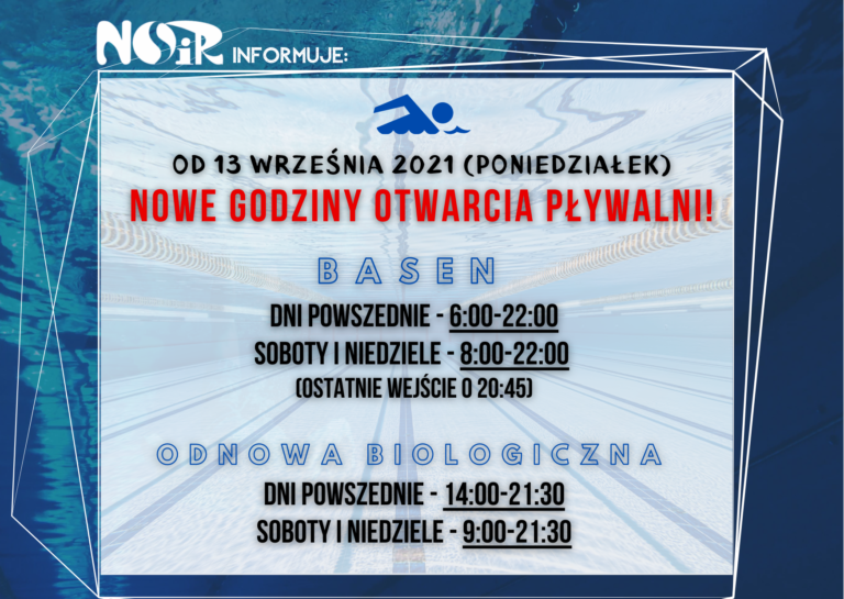 Basen ponownie czynny od 6:00 do 22:00!