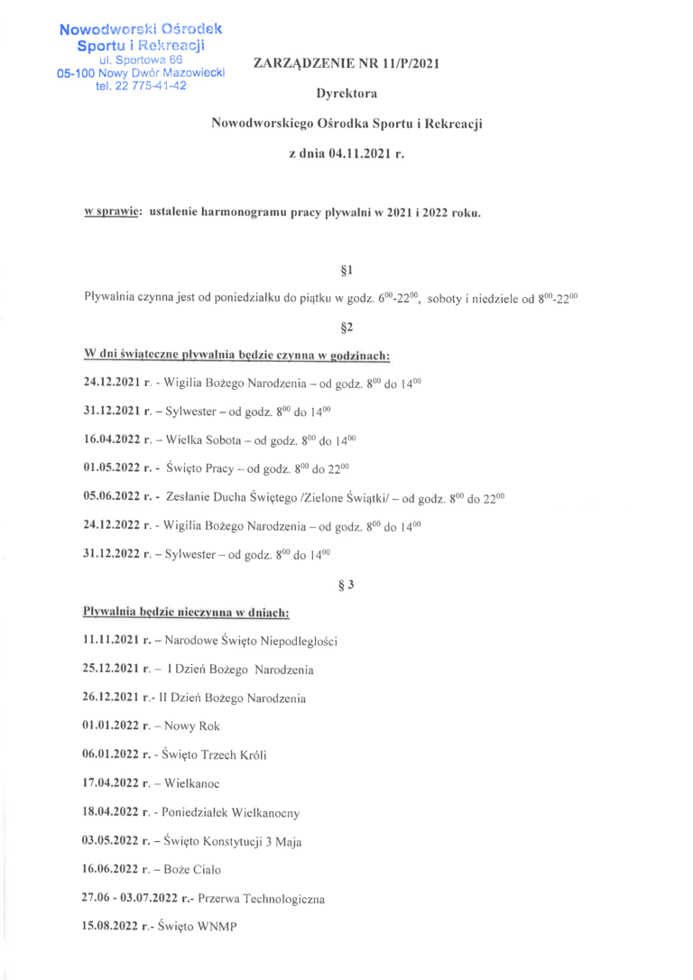 Godziny otwarcia pływalni w dni świąteczne