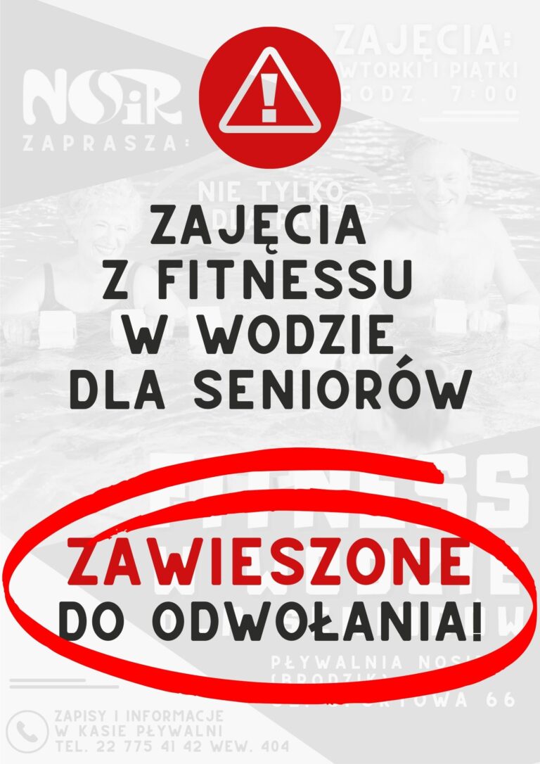 Fitness w wodzie zawieszony do odwołania!