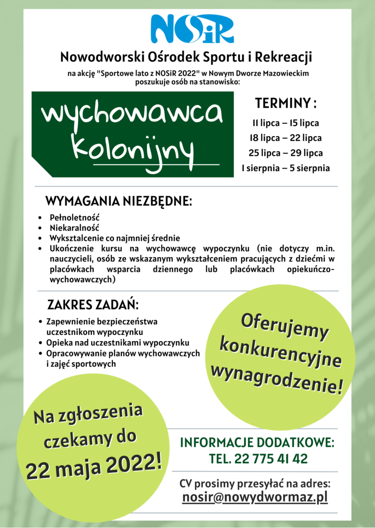 Poszukujemy wychowawców kolonijnych